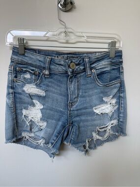 American Eagle Outfitters Light Wash Distressed Jean Shorts